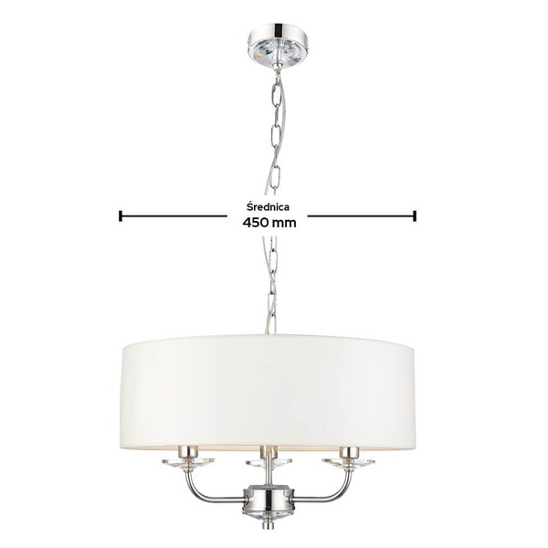 Lampa wisząca z abażurem Nixon 60129 Endon na łańuchu ecru nikiel