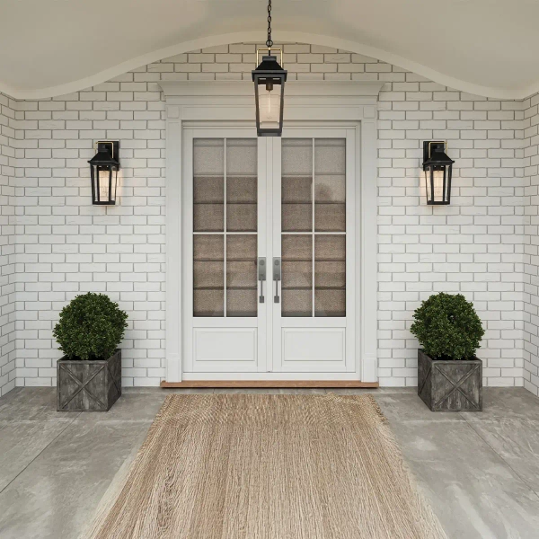 Elewacyjna lampa ścienna Buckley QZ-BUCKLEY-M-MBK szklana IP44 czarny