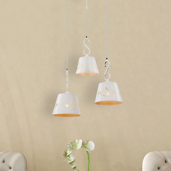 LAMPA wisząca ANNA 2234 Rabalux metalowa OPRAWA prowansalski ZWIS kaskada z wycięciami biała