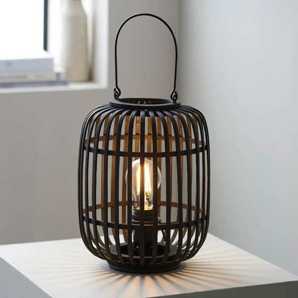 Bambusowa lampa nocna Mathias 101674 drewniany czarny