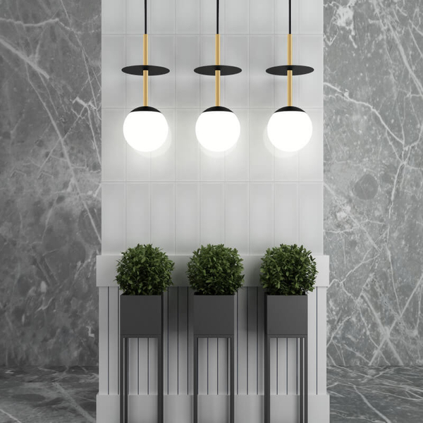 Metalowa lampa wisząc nad wyspę Plaat PLA132P0 nad wyspę biała czarna mosiądz