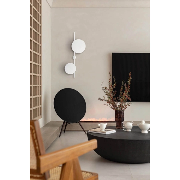 Designerski kinkiet z dwoma kołami Pero K-5324 Kaja podwójny metalowy biały