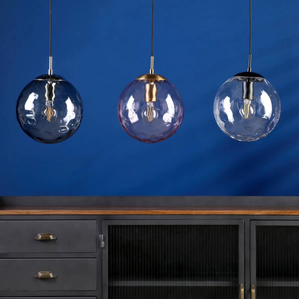 Loftowa wisząca lampa Ripple SP71-RIP8810 szklana kula chrom przydymiony