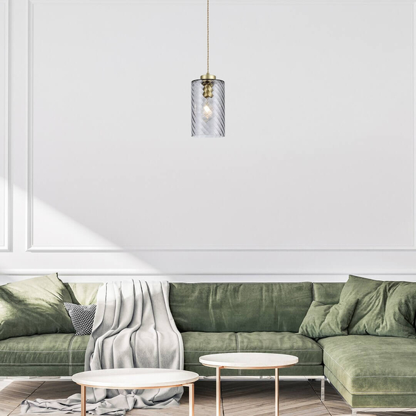 LAMPA wisząca SHEILA 5228 Rabalux szklana OPRAWA zwis tuba przydymiona złota