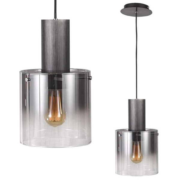 LAMPA wisząca JAVIER MD17076-1A BK Italux szklana OPRAWA zwis tuba przydymiona