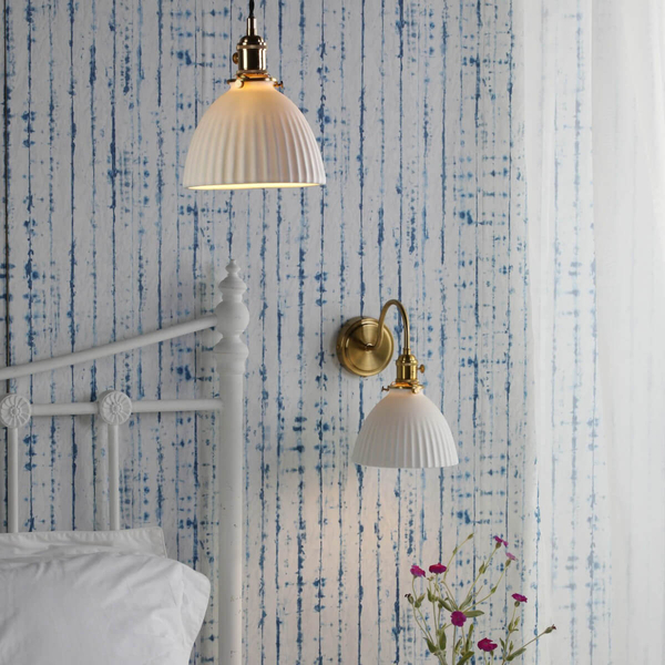 Ceramiczna lampa wisząca Hadano HAD0140-09 mosiądz biały