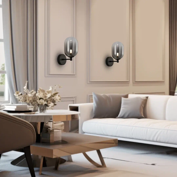 Ścienny kinkiet do przedpokoju ALIAS BLACK ML0324 kula szklana czarny