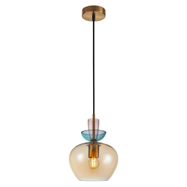 Szklana wisząca lampa Fanda PND-31882-1-GD-AMB bursztynowa