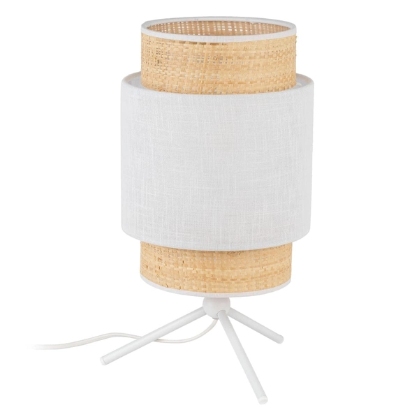 Rustykalna lampka nocna Boho 5535 TK Lighting okrągła biała słomkowa