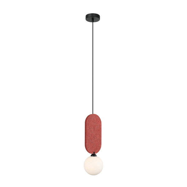 Lampa wisząca z filcu Lorenzo PND-59815-1-RED okrągła biała czerwona