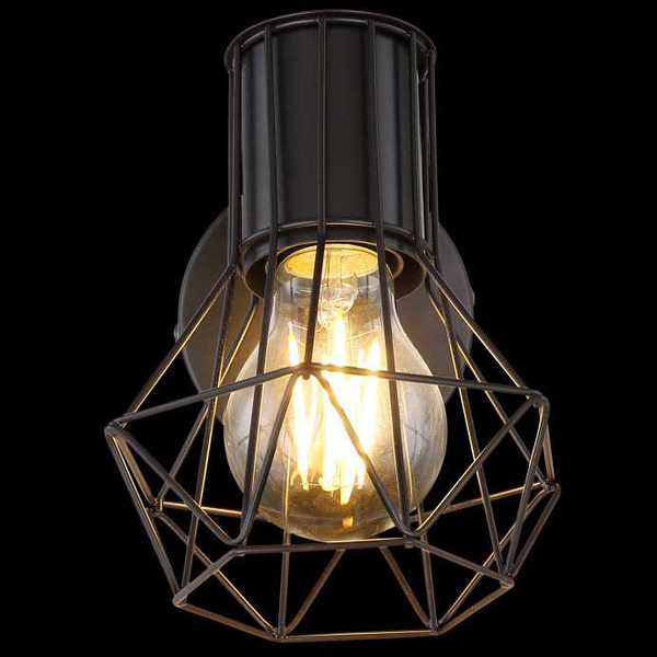 Druciana LAMPA ścienna PRISKA 54017-1 Globo regulowana OPRAWA metalowy reflektorek industrialny czarny