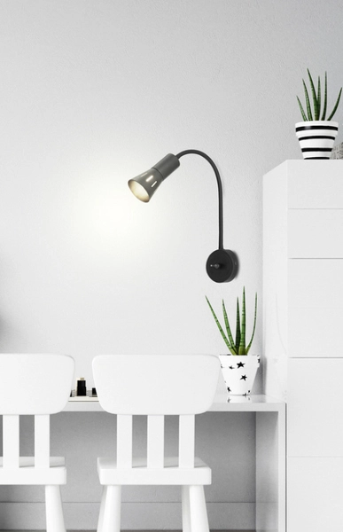 Ścienna lampa kinkiet ARENA 91-81353 regulowana metalowa na peszlu czarna