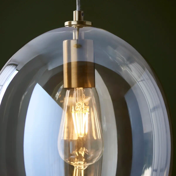 Szklana wisząca lampa L&-1106678 nad wyspę mosiądz przezroczysta