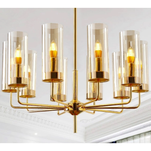 Świecznikowy żyrandol salonowy CGETER10 nad stół mosiądz