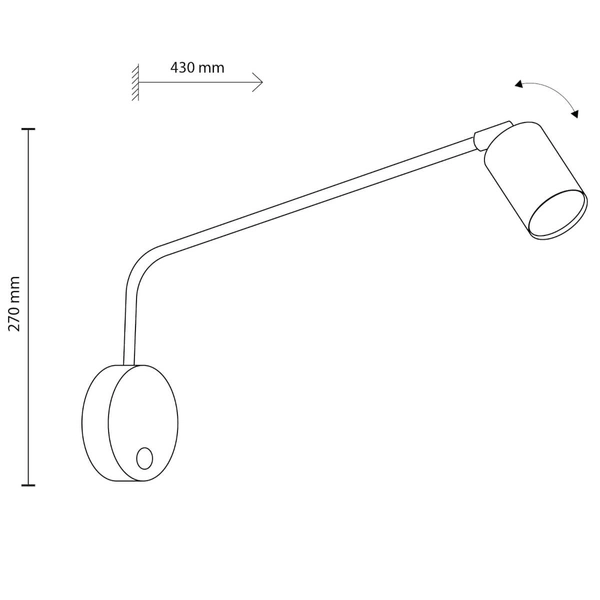 Lampa ścienna z włącznikiem Logan 4743 loftowa regulowana czarna
