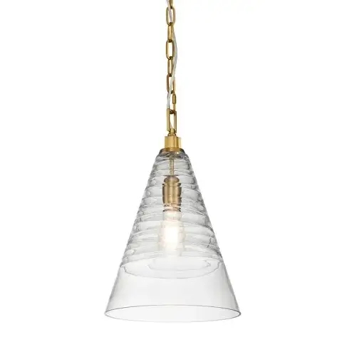 Wisząca lampa do kuchni Elmore QN-ELMORE-P-BBS stożek szklany mosiądz