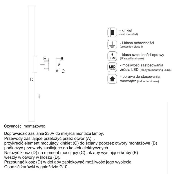 Kinkiet LAMPA ścienna YABU 4426 Shilo metalowa OPRAWA tuba czarna