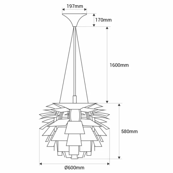Metalowa lampa wisząca nad stół Prospettiva ABR-LW-PRO-60-B szyszka biała