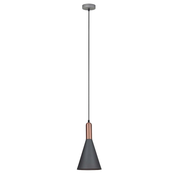 Industrialna LAMPA wisząca KHALEO MDM-3030/1 GR+RC Italux metalowa OPRAWA zwis loft stożek miedź szary