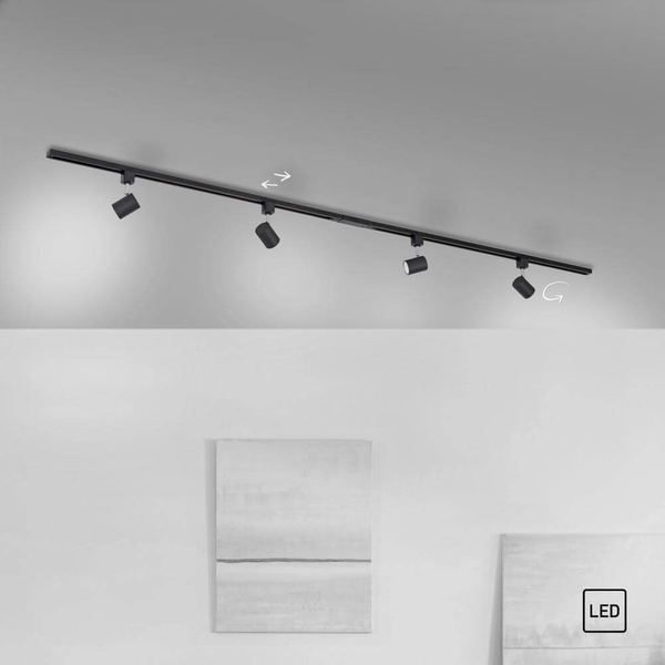 Sufitowa lampa pokojowa Tarik regulowana 4-punktowa czarna