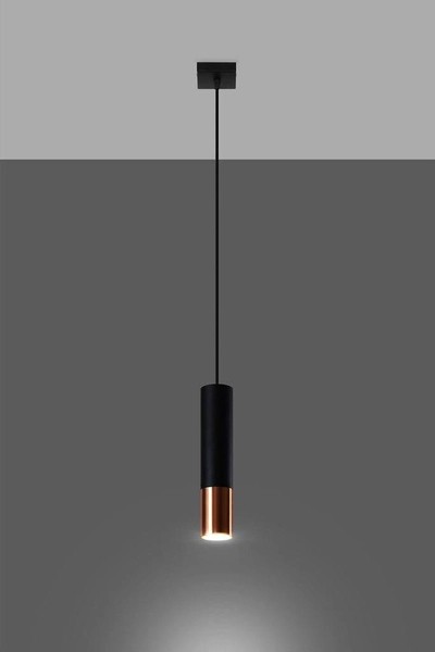 Loftowa LAMPA wisząca SL.0946 modernistyczna OPRAWA metalowy ZWIS tuba czarna miedź