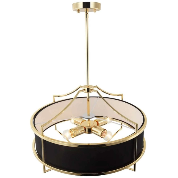 LAMPA okrągła Stesso Gold Nero M Orlicki Design wisząca OPRAWA w stylu klasycznym abażurowa czarna złota