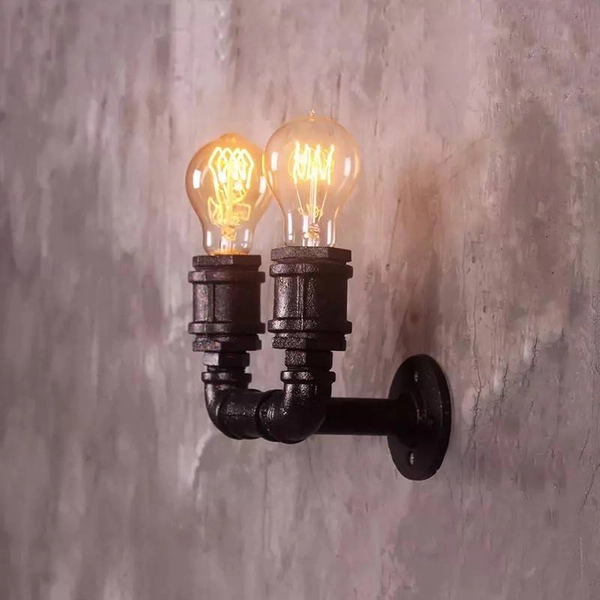 Kinkiet ścienny Tubo Retro ABR-LLK2RR-2XE27 Abruzzo rurociąg czarny