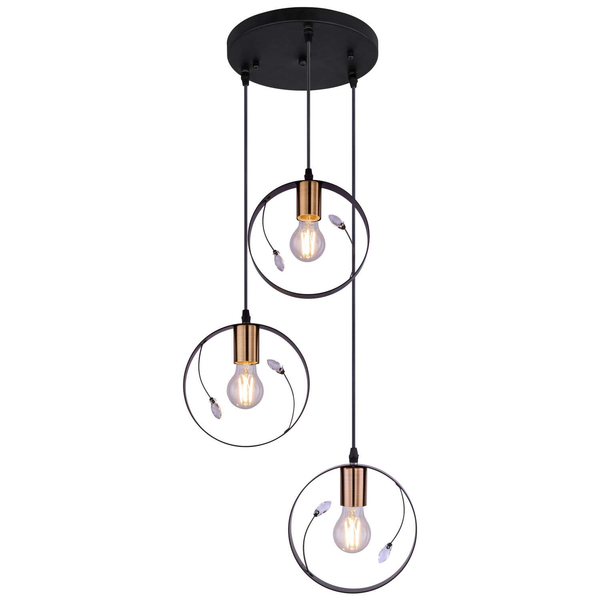 LAMPA wisząca VIGO 15346-3 Globo metalowa OPRAWA zwis kryształy transparentne czarne