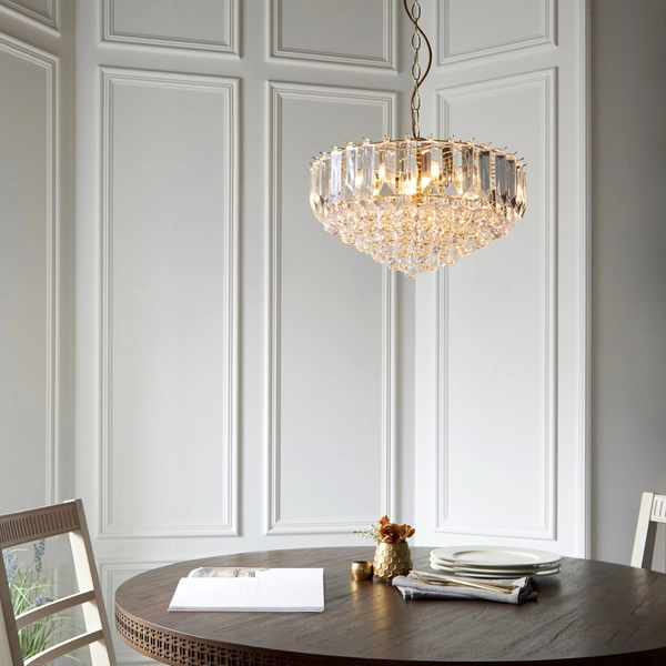 Kryształowa lampa wisząca FARGO-18BP Endon glamour łańcuch mosiądz