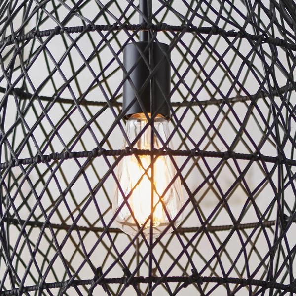 Wisząca lampa boho L&-198472 Light& kosz rattanowy czarna