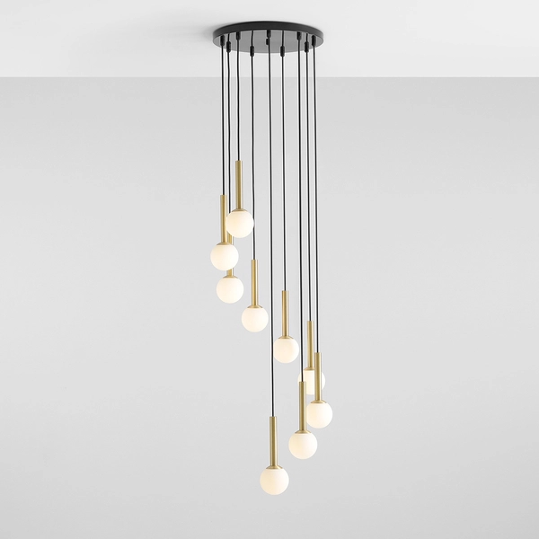 Lampa wisząca Riu 1103N1 Aldex kaskada 9-płomienna zwis czarny mosiądz