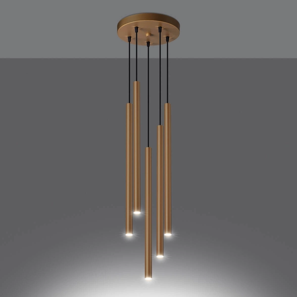 Lampa zwisowa do sypialni Pastelo SL.1174 tuba złota czarna