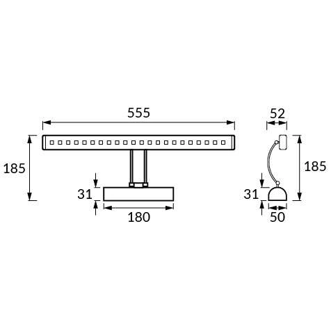 Kinkiet LAMPA ścienna BRENA 03070 Ideus regulowana OPRAWA metalowa LED 6W 4000K galeryjka nad lustro satyna