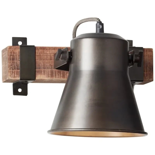 Kinkiet ścienny loft Plow 82110/46  do sypialni drewniany czarny