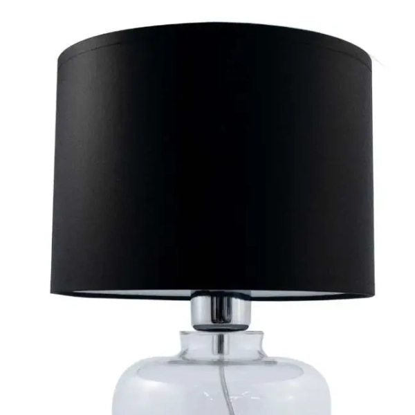 lampa stołowa z abażurem SAMASUN 5501BK na komodę czarna przezroczysta