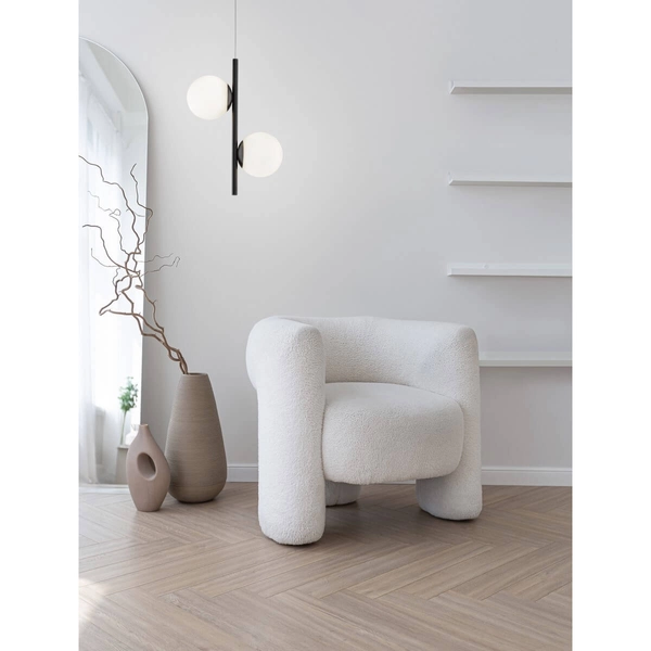 Szklana lampa wisząca Abala LE43308 LED 16W 3000K kulista biała czarna