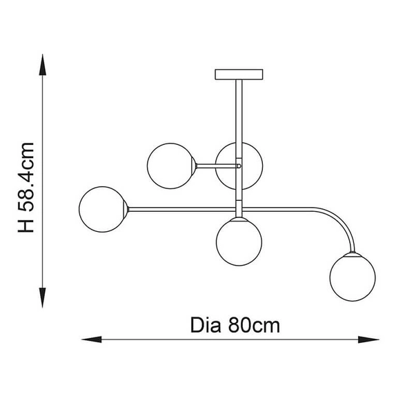 Wielopunktowa lampa sufitowa Otto 75939 kulista mosiądz przezroczysty
