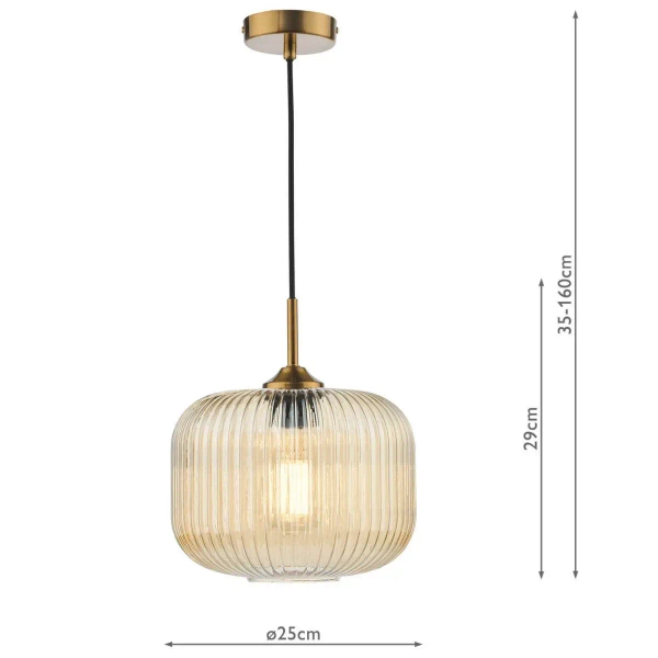 Szklana lampa wisząca do salonu Demarius DEM0106 bursztynowa