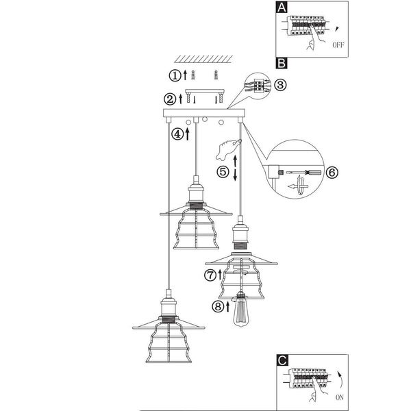 Industrialna LAMPA wisząca VIEJO 15086-3H Globo druciana OPRAWA zwis kaskada drut loft brąz antyczny