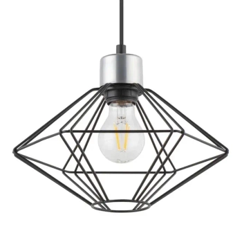 Salonowa lampa wisząca Vario diament czarny srebrny