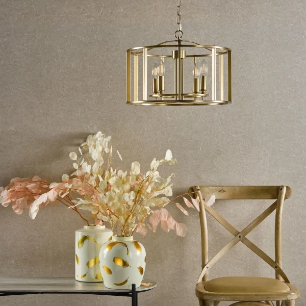 Lampa wisząca na łańcuchu Mya MYK0463 do salonu szczotkowany brąz