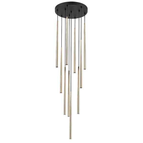 Lampa zwisająca Piano 10118 rurki tuby do sypialni złota czarna