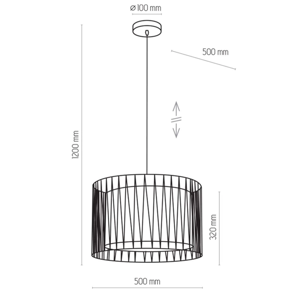 Salonowa lampa wisząca Harmony 1655 TK Lighting abażur z tkaniny czarna