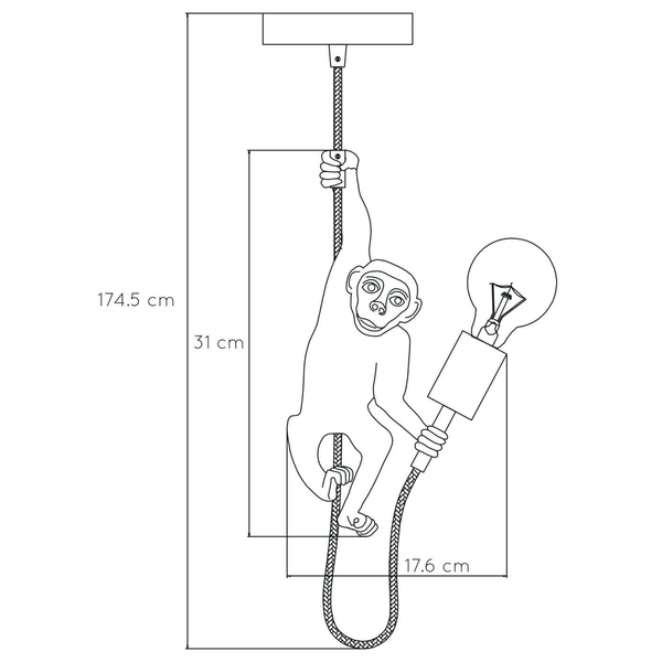 Dekoracyjna lampa wisząca CHIMP 10402/01/30 Lucide małpka złota czarna