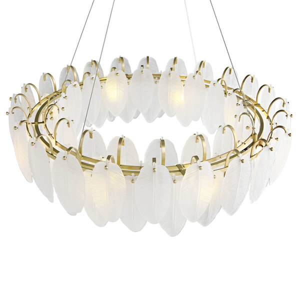 Wisząca lampa do salonu PIUMA ST-6289-8 Step listki mosiądz biały