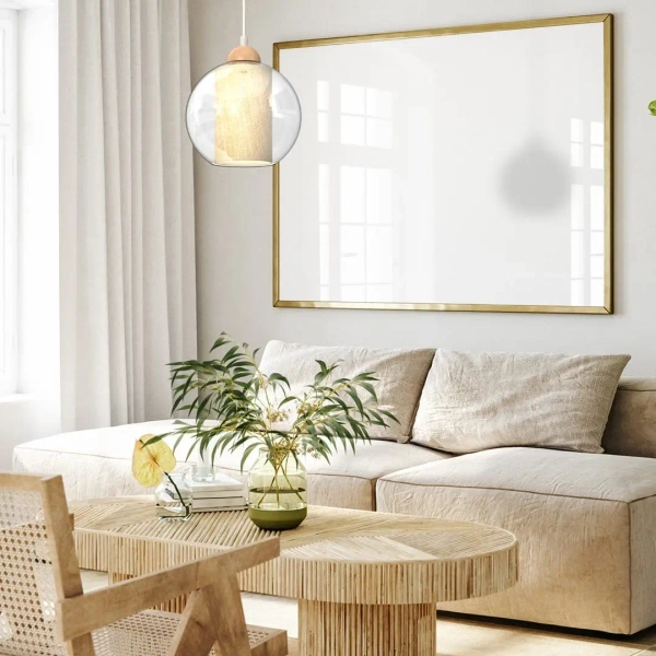 Skandynawska lampa wisząca TELA MLP7955 do kuchni biała drewniana