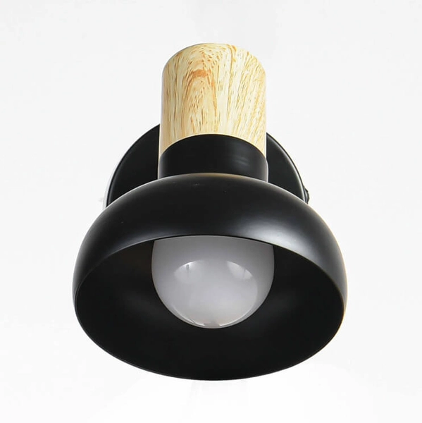 Kinkiet LAMPA ścienna Arezzo LP-1420/1W BK Light Prestige metalowa OPRAWA regulowany reflektorek drewniany czarny