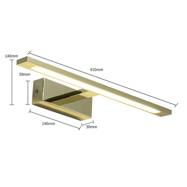 Kinkiet LAMPA galeryjka ISLA GS-LWB-12W/3 GOLD Light Prestige OPRAWA ścienna LED 12W 3000K do łazienki nad lustro IP44 złota