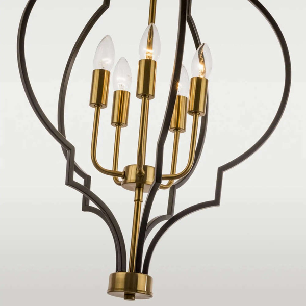 Industrialna LAMPA wisząca NASHVILLE P05186BK Cosmolight świecznikowy zwis na łańcuchu czarny złoty