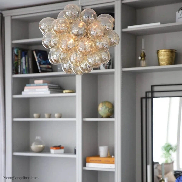 Molekułowa lampa wisząca Gross 4200440-5503 szklane kule bursztynowa